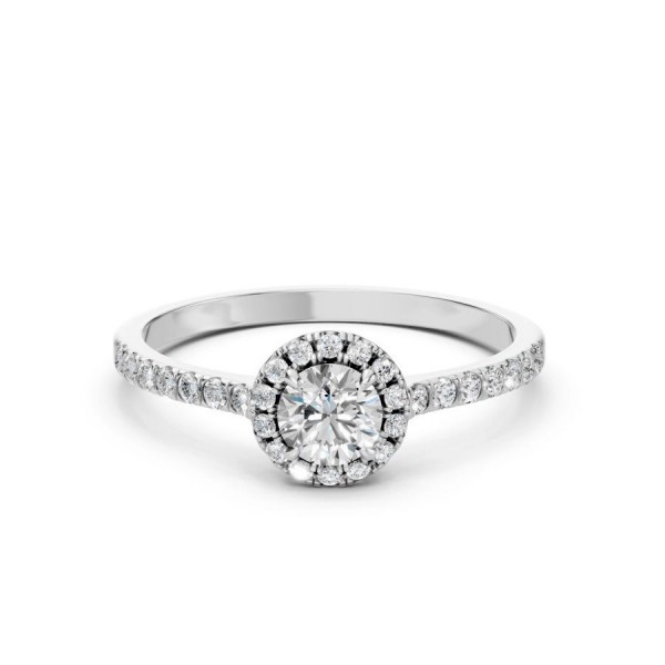 Дамски пръстен от бяло злато с диаманти 0.29Ct и 0.50Ct
