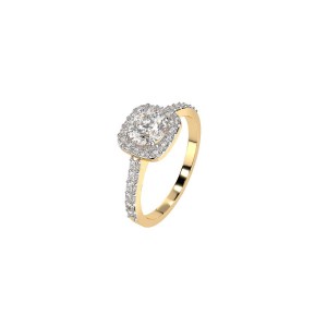 Дамски пръстен от жълто злато с диаманти 0.50Ct и 0.31Ct