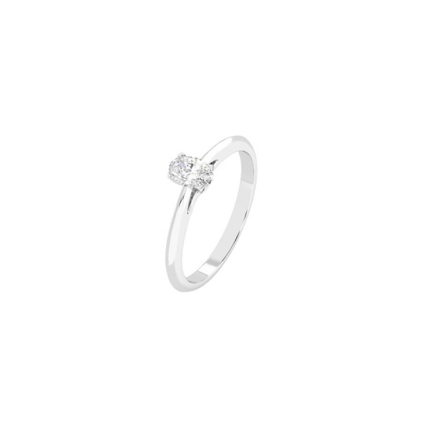 Дамски пръстен от бяло злато с диамант Oval Cut