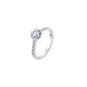 Дамски пръстен от бяло злато с диаманти 1.0Ct и 0.25Ct Cara Diamanti K101-10093W(6.5)/14K