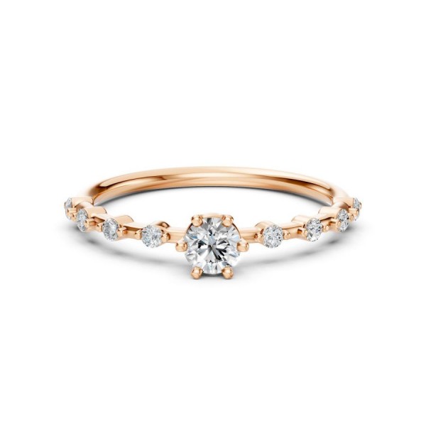 Дамски пръстен от розово злато с диаманти 0.16Ct и 0.30Ct