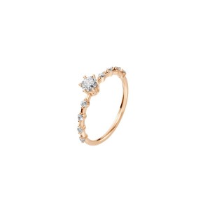 Дамски пръстен от розово злато с диаманти 0.16Ct и 0.30Ct
