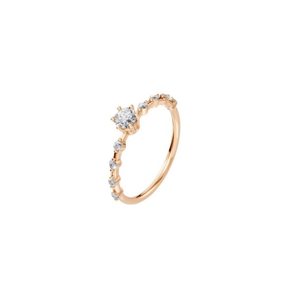 Дамски пръстен от розово злато с диаманти 0.16Ct и 0.30Ct