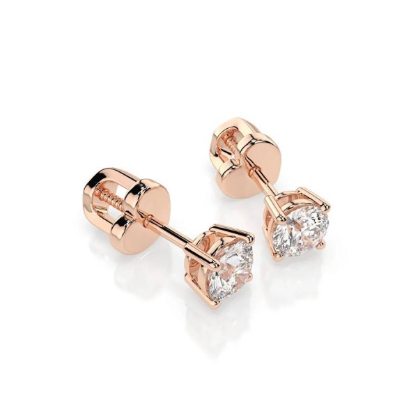 Дамски обеци от розово злато с диаманти 0.60Ct K102-10012/1R(4.2)/14K