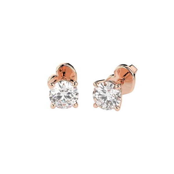 Дамски обеци от розово злато с диаманти 0.60Ct K102-10012/1R(4.2)/14K