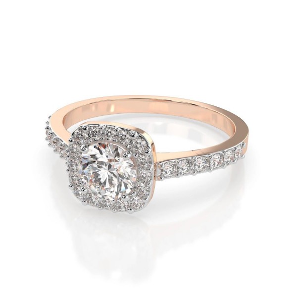 Дамски пръстен от розово злато с диаманти 0.50Ct и 0.31Ct