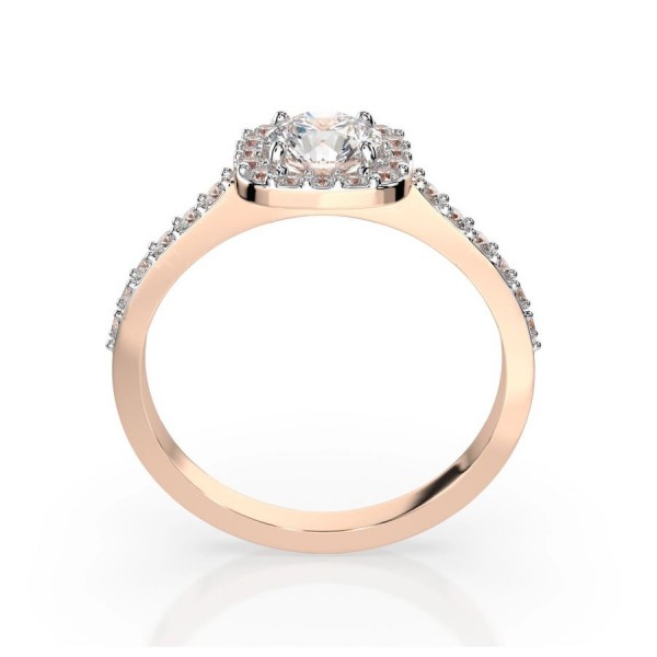 Дамски пръстен от розово злато с диаманти 0.50Ct и 0.31Ct