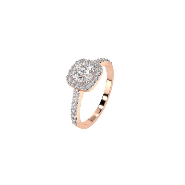 Дамски пръстен от розово злато с диаманти 0.50Ct и 0.31Ct
