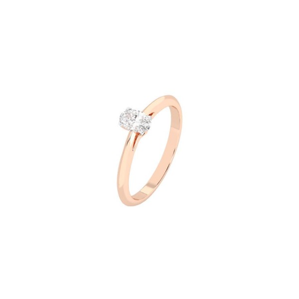 Дамски пръстен от розово злато с диамант Oval Cut