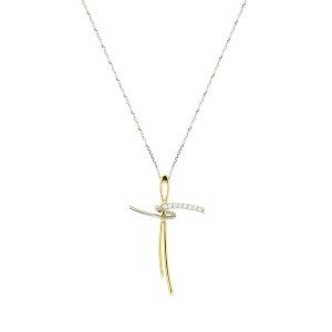 Дамско колие от бяло и жълто злато Cara Diamanti P3320G/W