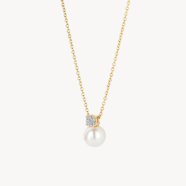 Дамско златно колие с перла и цирконий Blush 3163YPW