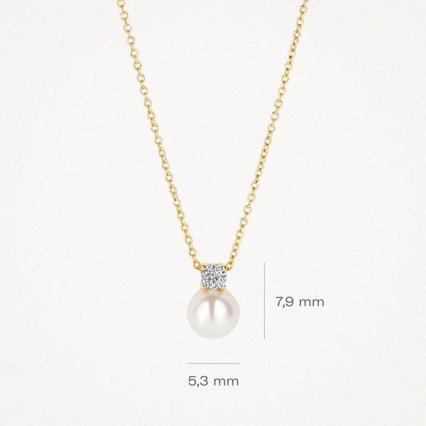 Дамско златно колие с перла и цирконий Blush 3163YPW