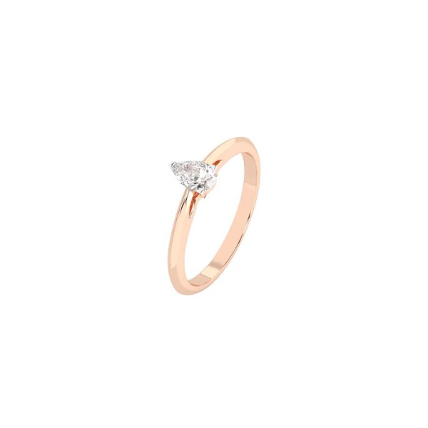 Дамски пръстен от розово злато с диамант Pear Cut