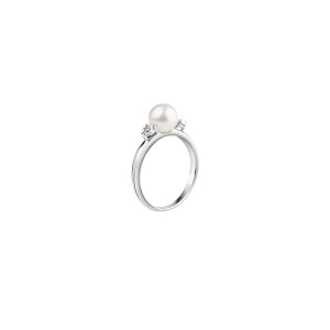 Дамски пръстен от бяло злато с диамант и перла Bliss 20070966