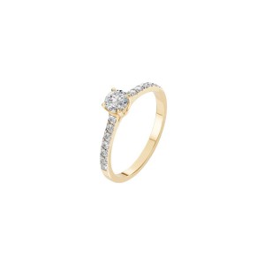 Златен дамски пръстен с диаманти 0.21Ct и 0.50Ct