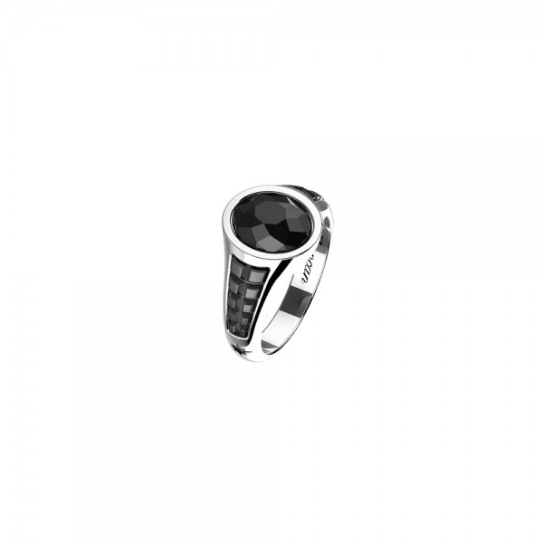 Сребърен мъжки пръстен с оникс Zancan EXA214