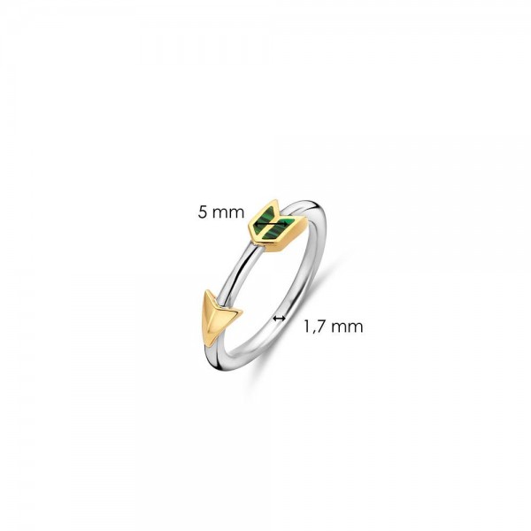Дамски сребърен пръстен с малахит Ti Sento 12198MA
