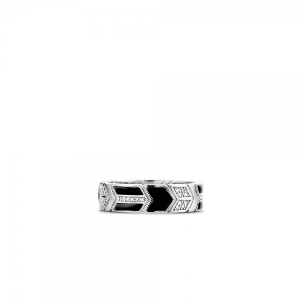 Дамски сребърен пръстен с оникс Ti Sento 12202BO